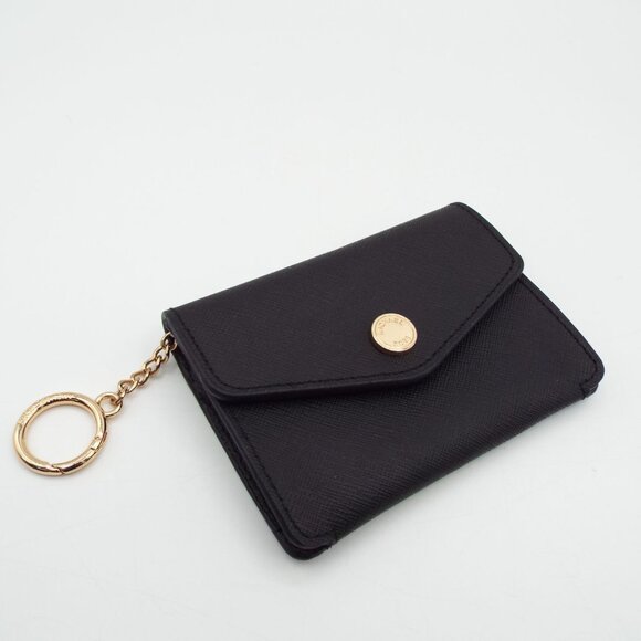 Michael Kors Black Leather Keychain Card Coin Wallet - Picture 1 of 8